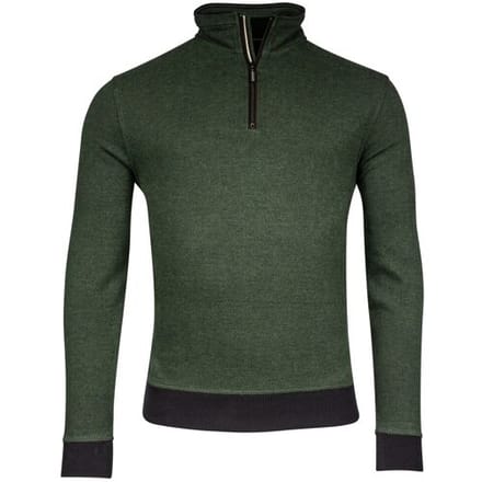 Baileys Trui Sweatshirt Half Zip Yarn Dyed Jacquard Doubleface Interlock Grasgroen / male