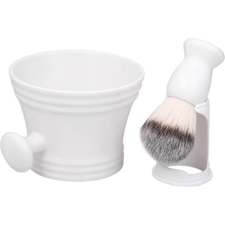Scheerset voor mannen, natte scheerkwast, houder, standaard, zeepkom, mok, haar, baardborstel wit