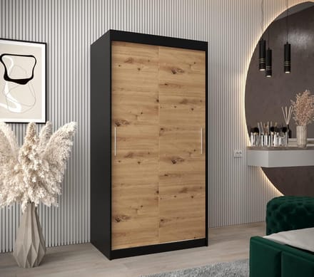 Luxe Kledingkast – Zwart – 100x200x62 cm – Industrohome