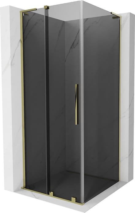 Mexen Velar L schuifbare douchecabine 100 x 100 , grafiet, goud - 871-100-100-43-50