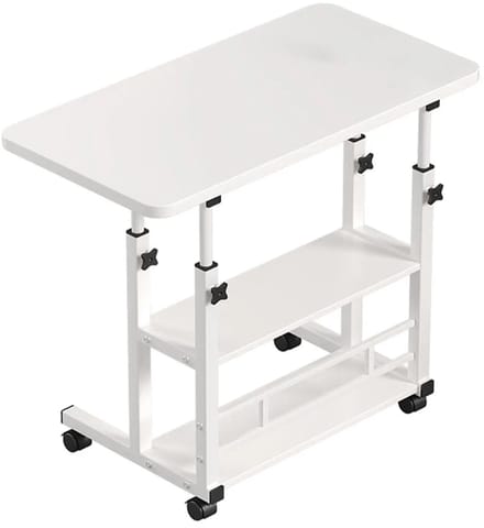 Dailygoods Computerbureau met opbergplanken Draagbare laptop PC-bureau Mobiel sta-bureau In hoogte verstelbaar Rollend b