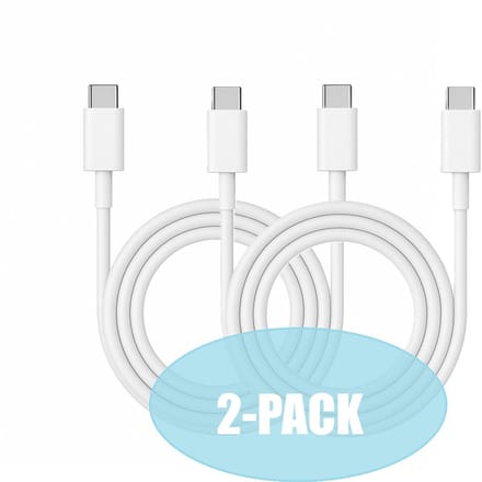 FuturiQ USB-C naar USB-C Kabel 2 Meter – 2-Pack – Snelladen 60W – Wit – Voor Smartphone, Laptop, iPad Pro en Meer
