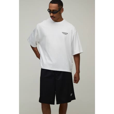 Oversized Boxy T-shirt & Mesh Short Set In Beperkte Oplage | White | Size XL
