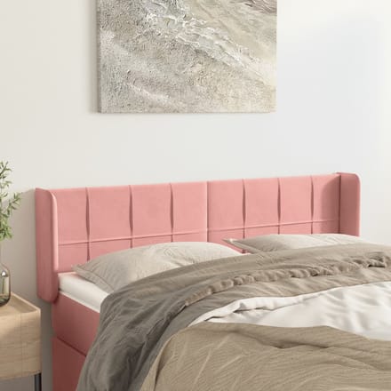 vidaXL - Hoofdbord - met - randen - 147x16x78/88 - cm - fluweel - roze