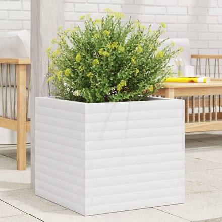 vidaXL - Plantenbak - 50x50x46 - cm - massief - grenenhout - wit