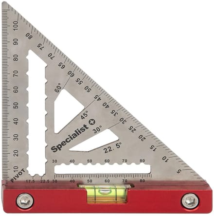 Meetdriehoek - Winkelhaak PREMIUM 115 mm – Specialist+ | RVS Hoekmeter met Waterpas