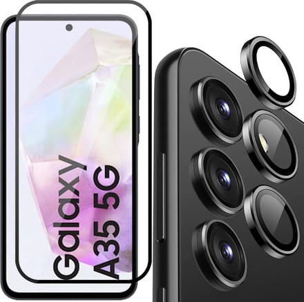 Screenprotector & Camera Protector geschikt voor Samsung Galaxy A35 - Volledig Dekkend Glas