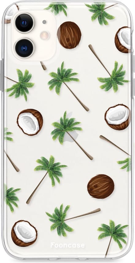 Fooncase Hoesje Geschikt voor iPhone 11 - Shockproof Case - Back Cover / Soft Case - Coco Paradise / Kokosnoot / Palmboom