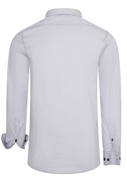 Slim fit overhemd met lange mouwen en contrasterende stiksels
