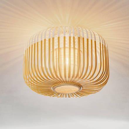 Forestier plafondlamp Bamboo S, Ø 35 cm, wit