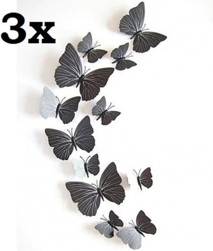 3D vlinders | 3x zwart