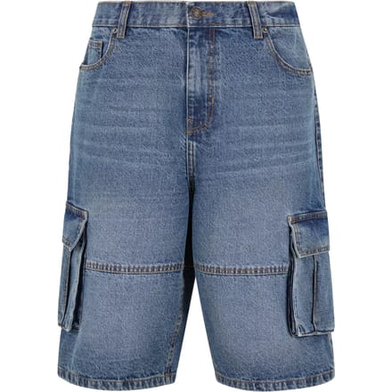 Urban Classics - Relaxed Denim Cargo Korte broek - Taille, 38 inch - Blauw