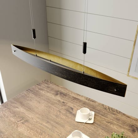 Lucande Zwarte LED hanglamp met gouden decoratie