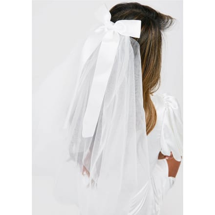 boohoo Dames Bruidsstrik Detail Sluier Haarclip | Wit