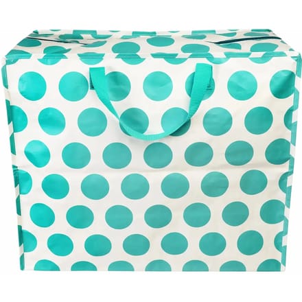 XXL tas / Jumbo tas turquoise on cream / Groene stip