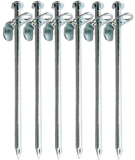 Grondpennen - 6x - 20 cm - tentharingen - metaal - met open oog - rotspen - spijkerharing