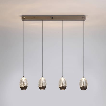 Searchlight LED hanglamp Seeds, crèmekleurig, lengte 75 cm, glas 4-lamps.