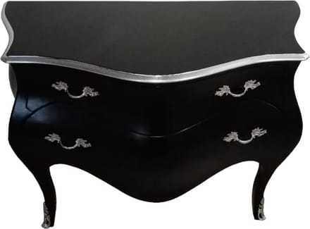 Barok luxe commode - zwart zilver