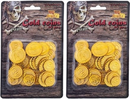 Piraten schatkist speelgoed munten - goud - 100x stuks - kunststof