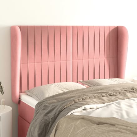 vidaXL - Hoofdbord - met - randen - 147x23x118/128 - cm - fluweel - roze