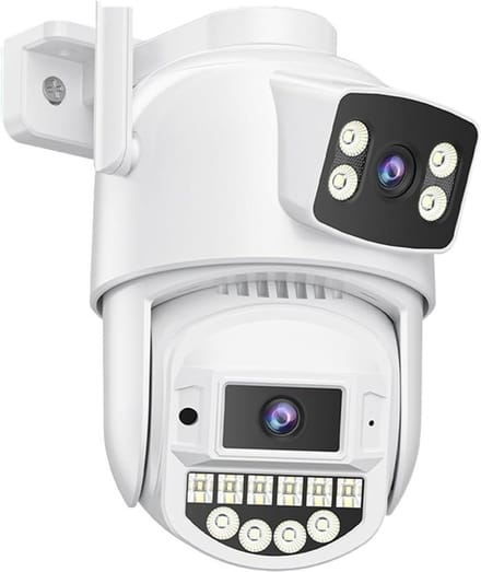 Beveiligingscamera Dubbele Lens - Bewakingscamera Wifi - Eigendom Beveiligen - Dubbel Scherm Weergave - 8MP - Wit