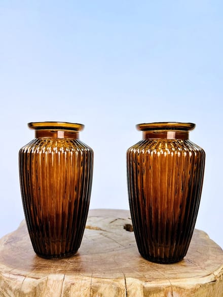 Bloemen vaas - Brown | 20x10cm | Jodeco - 2 stuks