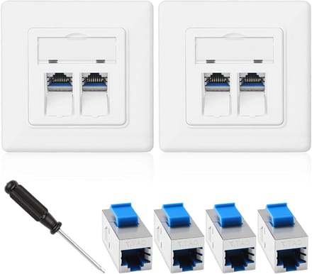 Netwerkdoos Inbouwset - Keystone Modules - Internet Aansluiten - 10 Gbps Snelheid - 2 Stuks - Wit