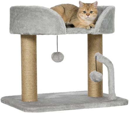 PawHut Krabpaal-Spaanplaat, Polyester-48L x 38B x 42H cm-Lichtgrijs