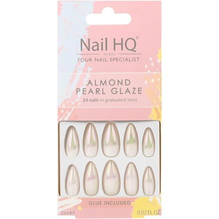 Nail HQ Almond Pearl Glaze Nails 24 pcs + 2 ml