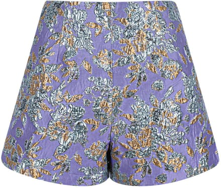 Elegante Polyester Vrouwen Hoge Taille Shorts met Bloemenprint - Blauw - Maat S