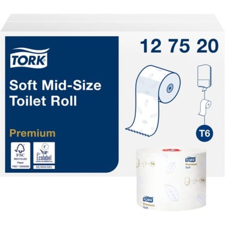 Tork 127520 Premium Toiletpapier T6 Mid-size 2-laags Wit 90m 27 Rollen (127520)