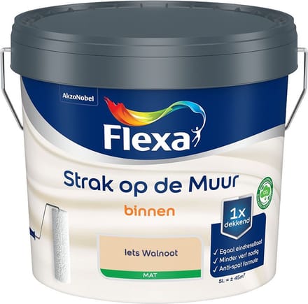 Flexa - Strak Op De Muur Binnen Mat - Iets Walnoot - Mengverf - 5 L