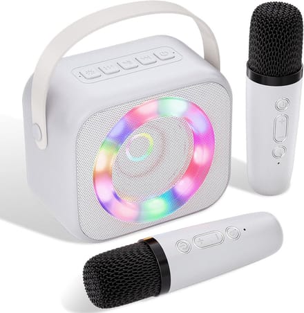 Draagbare Karaoke-Machine met 2 Microfoons en Touchscreen - Oplaadbare Draadloze Luidsprecer voor Kinderen en Volwassenen