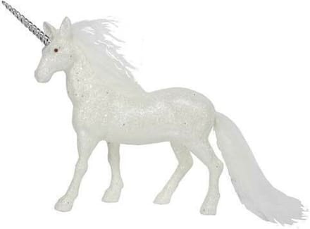 Glitter Eenhoorn Beeldje - Unicorn - Paard - Fantasy - 19 cm - Wit