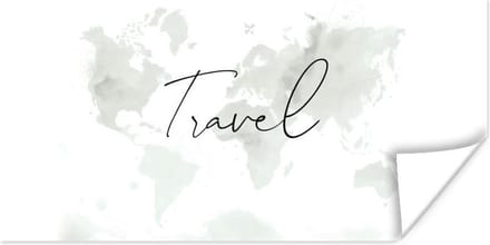 Poster Wereldkaart - Travel - Quotes - 120x60 cm