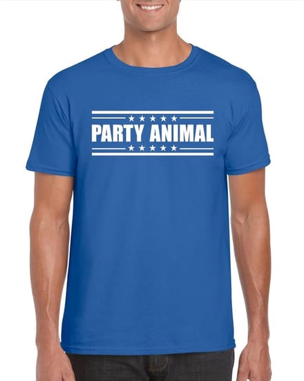 Party animal t-shirt blauw heren XXL