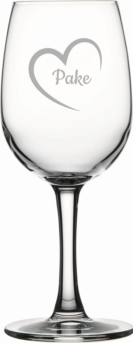 Gegraveerde witte wijnglas 26cl Pake mei hert