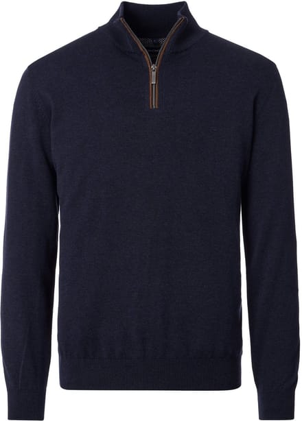 CASAMODA Halfzip Trui Solid Navy - Maat M - Heren - Quarter zip