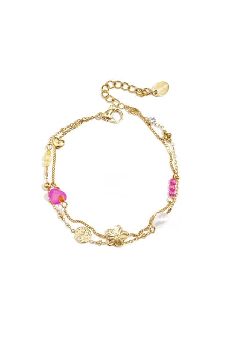 Yehwang - Bedelarmband met steentjes, kraaltjes en munt - Goud