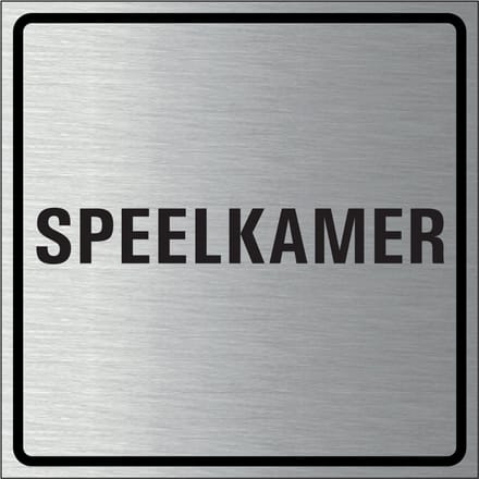 Speelkamer bordje, geborsteld aluminium 100 x 100 mm