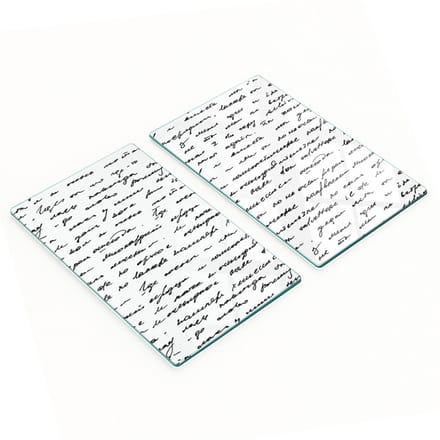 Decoratieve glazen serveerplanken met letterpatroon, 2x30x52 cm