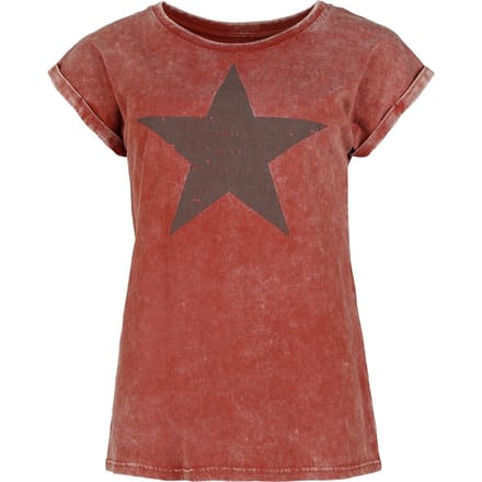 R.E.D. Rock-Engineered Design rood T-shirt met korte mouwen en sterrenprint - Dames - M