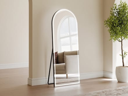 Vente-unique Staande boogspiegel met leds - H 150 x B 60 cm - Zwart - DAELYA