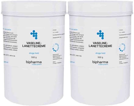 Bipharma Vaseline Lanettecrème - 2 x 500 gr - Voordeelverpakking