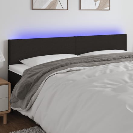 vidaXL - Hoofdbord - LED - 180x5x78/88 - cm - stof - zwart