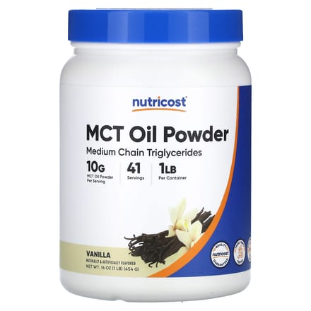 Nutricost, Poudre d'huile MCT, Vanille, 16 oz (454 g)