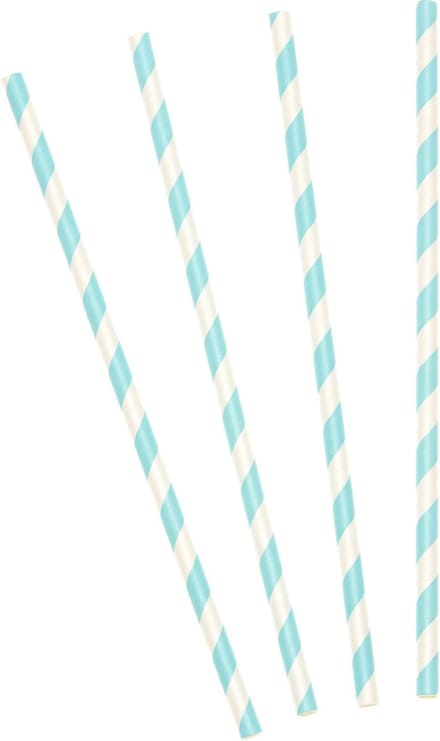 Gestreepte rietjes van papier mintgroen/wit 10 stuks