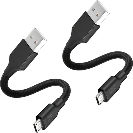 2x Micro usb kabel - Usb naar Micro usb kabel - Oplader - Voor opladen van oude smartphone, speaker, koptelefoon, ereader - 30cm - Kort - Stevig - Zwart