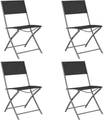 Tuinstoelen – Opvouwbaar – 4 Stuks – Metaal – Zwart