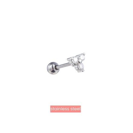 Go Dutch Label Oorknoppen driehoek witte steen Zilver